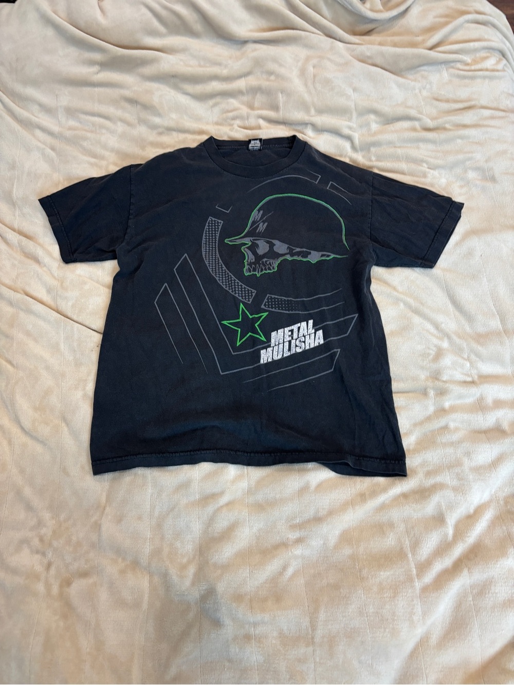 Metal Mulisha Black Tee with Green Graphic Skull